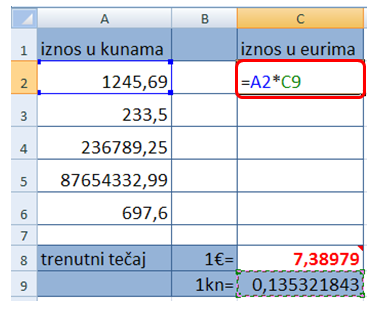 Preračunavanje prvog iznosa