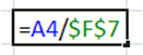 Formula s relativnom (A4) i apsolutnom ($F$7) adresom