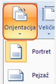Moguće orijentacije stranice