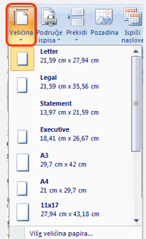 Odabir veličine papira