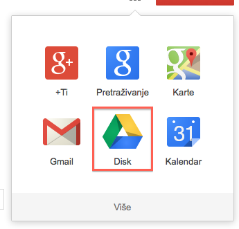 Otvaranje Google diska