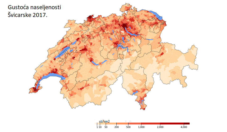 gustoća naseljenosti švicarske