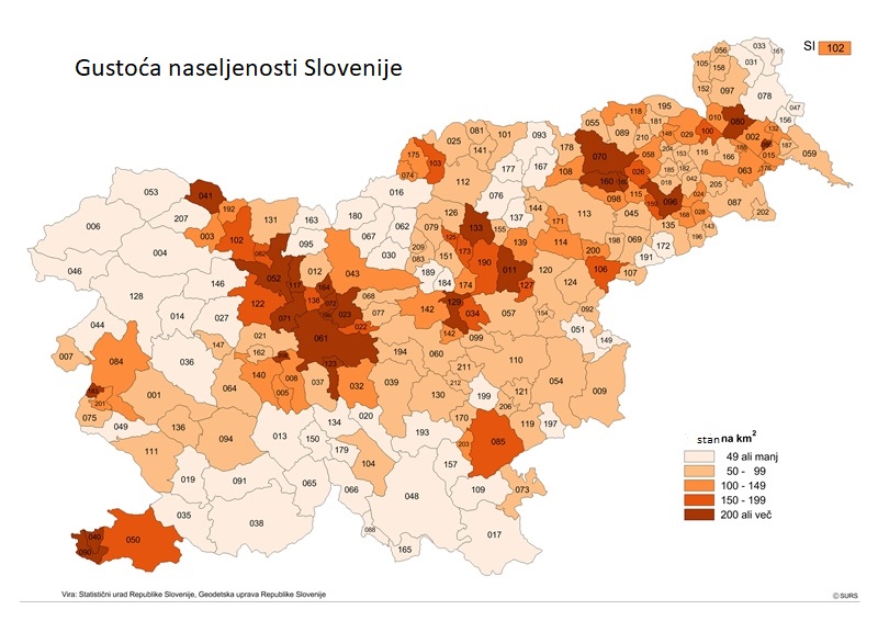 gustoća naseljenosti slovenije 2017