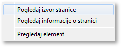 Desni klik na stranicu u web pregledniku google Chrome