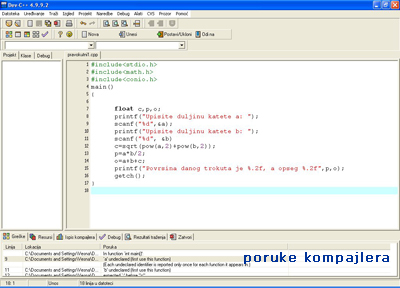 Prevođenje programa u okruženju DevC++