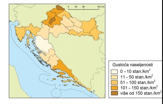 gustoća naseljenosti po županijama