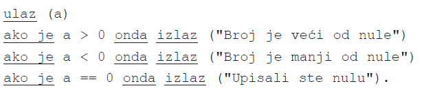 broj veći manji ili jednak nuli
