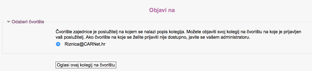 Objava na riznicu