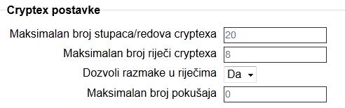 Cryptex postavke